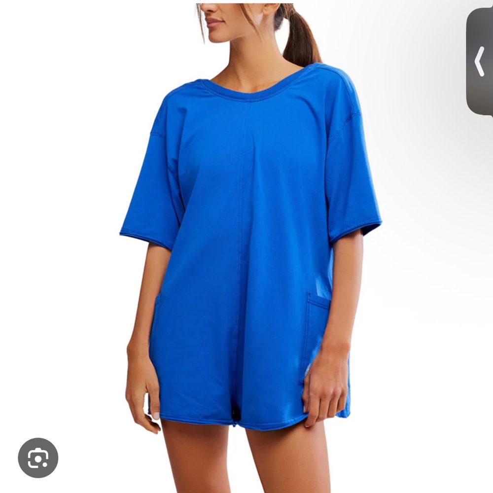 Free People NWT Hot Shot Blue Tee Romper